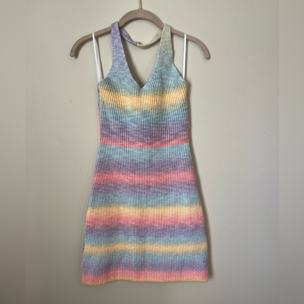 Pastel Knit Halter Dress RedBerry Fashion Size Large
